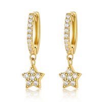 1 Paire Style Simple Style Classique Star Placage Incruster Argent Sterling Zircon Plaqué Or 18k Plaqué Rhodium Boucles D'oreilles main image 5