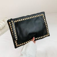 Women's Medium Pu Leather Solid Color Vintage Style Classic Style Streetwear Square Zipper Clutch Bag sku image 4