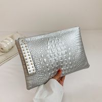 Women's Medium Pu Leather Solid Color Vintage Style Classic Style Streetwear Square Zipper Clutch Bag sku image 2