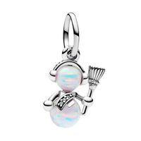 Cute Snowman Sterling Silver Plating Inlay Zircon Charms Jewelry Accessories main image 2