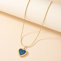 Retro Korean Style Heart Shape Alloy Plating Inlay Women's Pendant Necklace main image 1