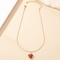 Retro Korean Style Heart Shape Alloy Plating Inlay Women's Pendant Necklace main image 5