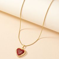 Retro Korean Style Heart Shape Alloy Plating Inlay Women's Pendant Necklace main image 7