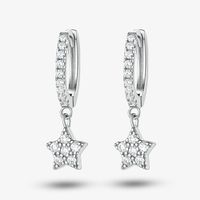 1 Pair Simple Style Classic Style Star Plating Inlay Sterling Silver Zircon 18k Gold Plated Rhodium Plated Drop Earrings sku image 1