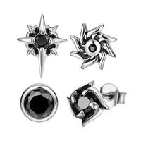 1 Piece Simple Style Round Star Windmill Inlay Copper Zircon Ear Studs main image 5