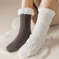 Men's Casual Solid Color Cotton Fleece Crew Socks A Pair main image 4