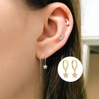 1 Pair Simple Style Classic Style Star Plating Inlay Sterling Silver Zircon 18k Gold Plated Rhodium Plated Drop Earrings main image 4