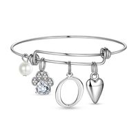 Elegant Classic Style Letter Paw Print Heart Shape 304 Stainless Steel Zircon Bangle In Bulk sku image 9