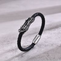 Punk Dragon Stainless Steel Leather Men's Bangle main image 1
