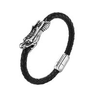 Punk Dragon Stainless Steel Leather Men's Bangle main image 3
