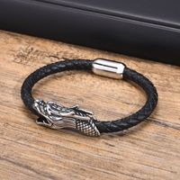 Punk Dragon Stainless Steel Leather Men's Bangle main image 5