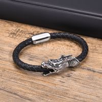 Punk Dragon Stainless Steel Leather Men's Bangle main image 9