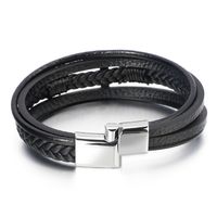 Ethnic Style Cross Pu Leather Braid Men's Wristband main image 4