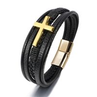 Ethnic Style Cross Pu Leather Braid Men's Wristband sku image 3
