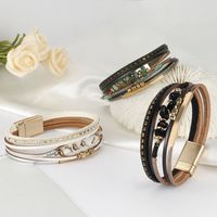 Simple Style Solid Color Pu Leather Plating Women's Wristband main image 1