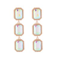 1 Pair Classic Style Shiny Rectangle Plating Inlay Alloy Rhinestones Glass Gold Plated Drop Earrings main image 5