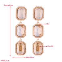 1 Pair Classic Style Shiny Rectangle Plating Inlay Alloy Rhinestones Glass Gold Plated Drop Earrings main image 2