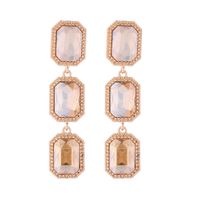 1 Pair Classic Style Shiny Rectangle Plating Inlay Alloy Rhinestones Glass Gold Plated Drop Earrings main image 6
