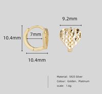 1 Pair Simple Style Heart Shape Polishing Plating Sterling Silver 18k Gold Plated White Gold Plated Hoop Earrings main image 2