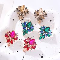 1 Paire Élégant Style Classique Fleur Incruster Verre Strass Boucles D'oreilles main image 1