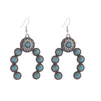 1 Pair Vintage Style Simple Style Classic Style Flower Plating Inlay Alloy Turquoise Silver Plated Drop Earrings main image 5