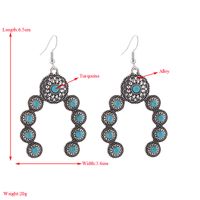 1 Pair Vintage Style Simple Style Classic Style Flower Plating Inlay Alloy Turquoise Silver Plated Drop Earrings main image 2