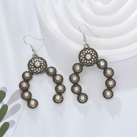 1 Pair Vintage Style Simple Style Classic Style Flower Plating Inlay Alloy Turquoise Silver Plated Drop Earrings main image 4