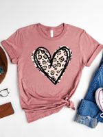 Women's T-shirt Short Sleeve T-shirts Printing Simple Style Streetwear Heart Shape main image 3