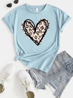 Women's T-shirt Short Sleeve T-shirts Printing Simple Style Streetwear Heart Shape main image 2