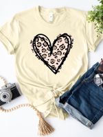 Women's T-shirt Short Sleeve T-shirts Printing Simple Style Streetwear Heart Shape main image 4