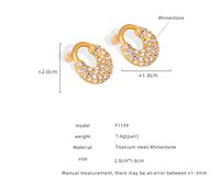 1 Pair Elegant Simple Style Geometric Solid Color Plating Inlay Titanium Steel Artificial Diamond 18k Gold Plated Hoop Earrings main image 2