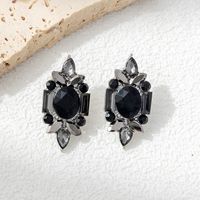 1 Pair Casual Elegant Badge Water Droplets Alloy Glass Rhinestones Drop Earrings sku image 2