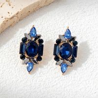 1 Pair Casual Elegant Badge Water Droplets Alloy Glass Rhinestones Drop Earrings sku image 1