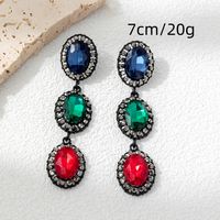1 Pair Casual Elegant Colorful Water Droplets Alloy Glass Rhinestones Drop Earrings main image 2