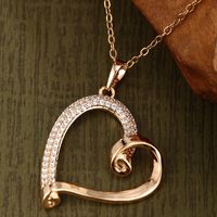 Xuping Simple Style Heart Shape Alloy Copper Alloy Plating Inlay Artificial Gemstones 18k Gold Plated White Gold Plated Women's Pendant Necklace main image 5
