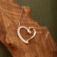 Xuping Simple Style Heart Shape Alloy Copper Alloy Plating Inlay Artificial Gemstones 18k Gold Plated White Gold Plated Women's Pendant Necklace main image 6