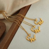 Wholesale Casual Simple Style Heart Shape Flower Butterfly Titanium Steel Plating 18k Gold Plated Jewelry Set main image 9