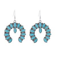 1 Pair Vintage Style Simple Style Classic Style Horse Eye Plating Inlay Alloy Turquoise Silver Plated Drop Earrings main image 6