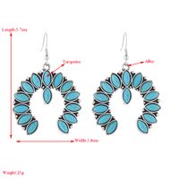 1 Pair Vintage Style Simple Style Classic Style Horse Eye Plating Inlay Alloy Turquoise Silver Plated Drop Earrings main image 2
