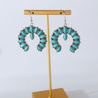 1 Pair Vintage Style Simple Style Classic Style Horse Eye Plating Inlay Alloy Turquoise Silver Plated Drop Earrings main image 1