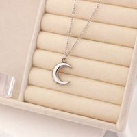 304 Stainless Steel 18K Gold Plated Casual Simple Style Plating Moon Pendant Necklace main image 5