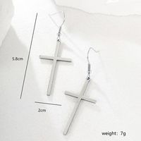 1 Pair Simple Style Cross Plating Stainless Steel Zircon 18k Gold Plated Silver Plated Ear Hook main image 8