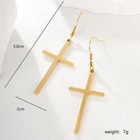 1 Pair Simple Style Cross Plating Stainless Steel Zircon 18k Gold Plated Silver Plated Ear Hook main image 7