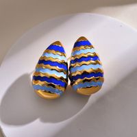 1 Pair Vintage Style Geometric Water Droplets Plating Copper Ear Studs main image 8