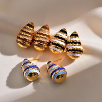 1 Pair Vintage Style Geometric Water Droplets Plating Copper Ear Studs main image 3