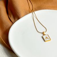 Wholesale Luxurious Letter Stainless Steel Plating Inlay 18K Gold Plated Shell Pendant Necklace main image 4