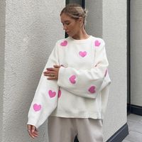Women's Sweater Long Sleeve Sweaters & Cardigans Embroidery Streetwear Heart Shape Bow Knot main image 4