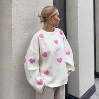 Women's Sweater Long Sleeve Sweaters & Cardigans Embroidery Streetwear Heart Shape Bow Knot main image 3