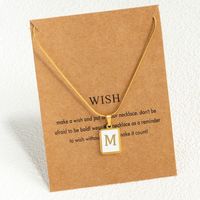 Wholesale Luxurious Letter Stainless Steel Plating Inlay 18K Gold Plated Shell Pendant Necklace sku image 12