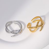Fashion Geometric Stainless Steel Criss Cross Open Ring main image 4